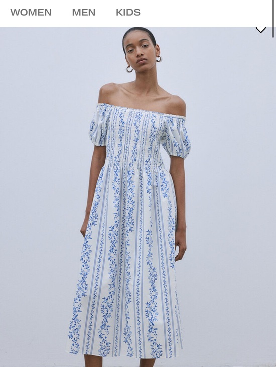 H&M Dresses & Skirts - H&M OFF-THE-SHOULDER POPLIN DRESS Blue Floral